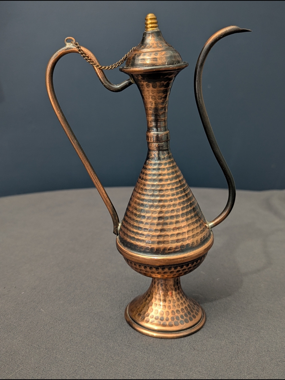 Vintage Hand-Hammered Copper Decorative Ewer Rustic Antique Boho Chic